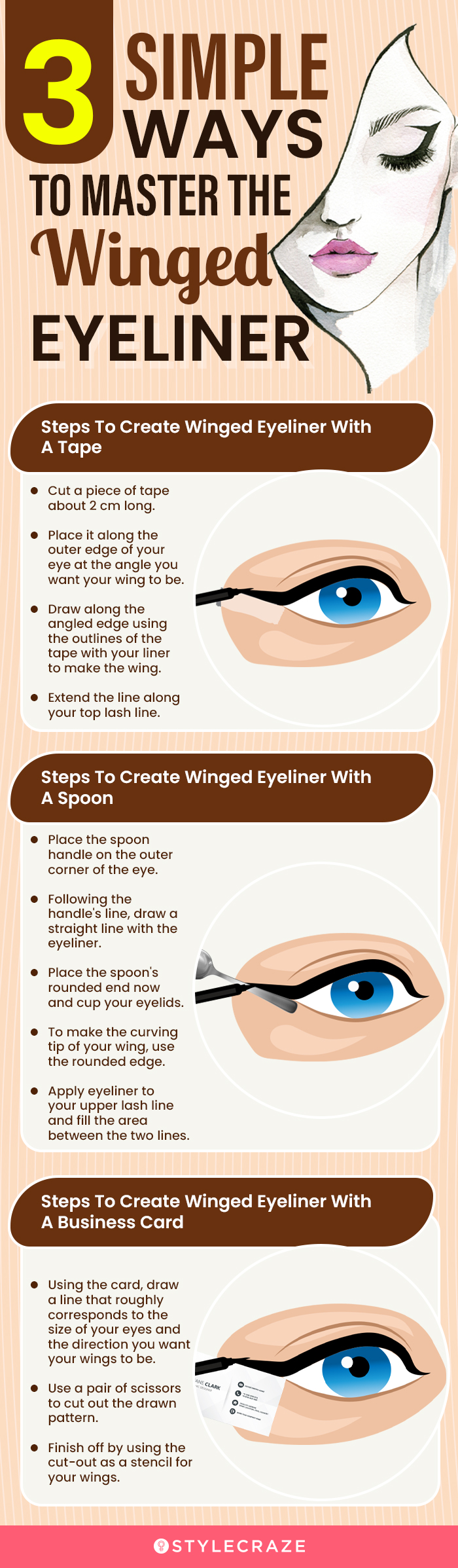 3 simple ways to master the winged eyeliner (infographic)