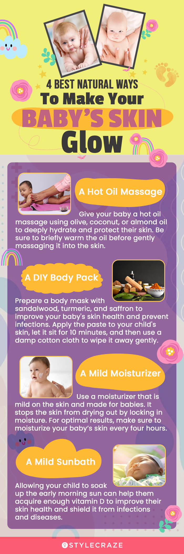4 best natural ways to make your baby's skin glow (infographic)