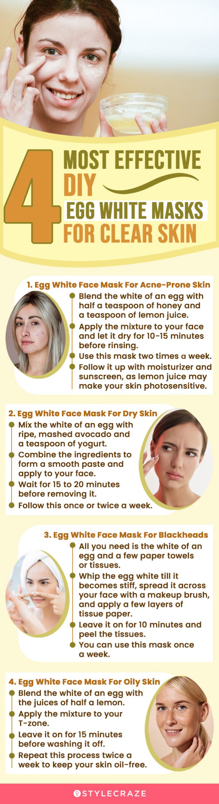 4 most effective diy egg white masks for clear skin (infographic)