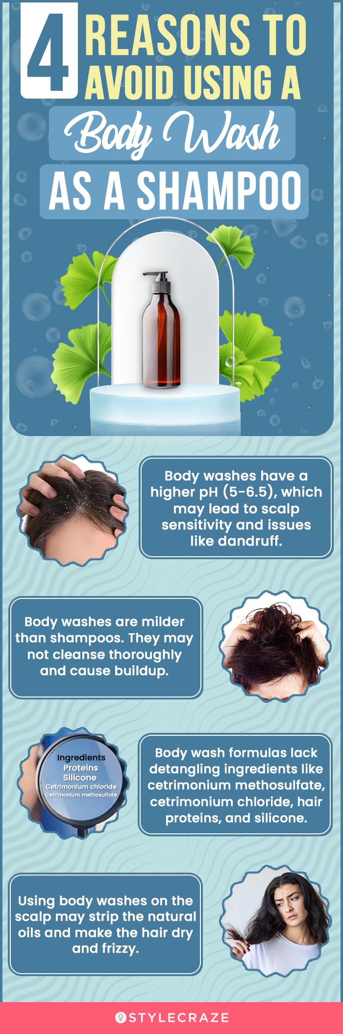 4 reasons to avoid using a body wash as a shampoo (infographic)