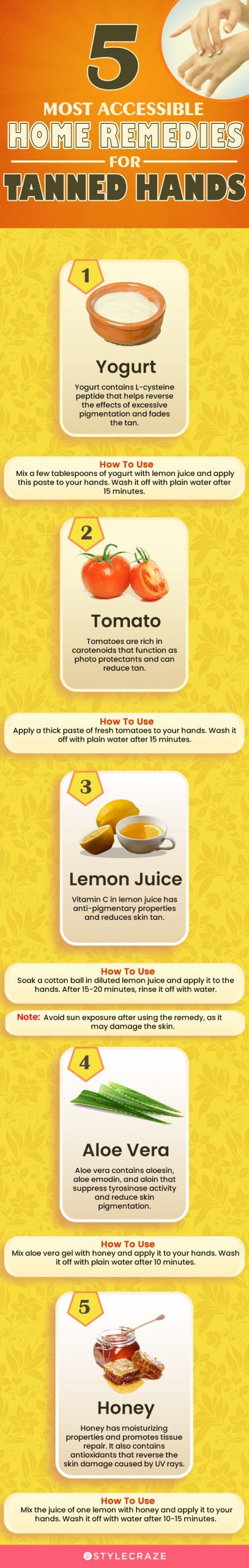 5 most accessible home remedies for tanned hands (infographic)