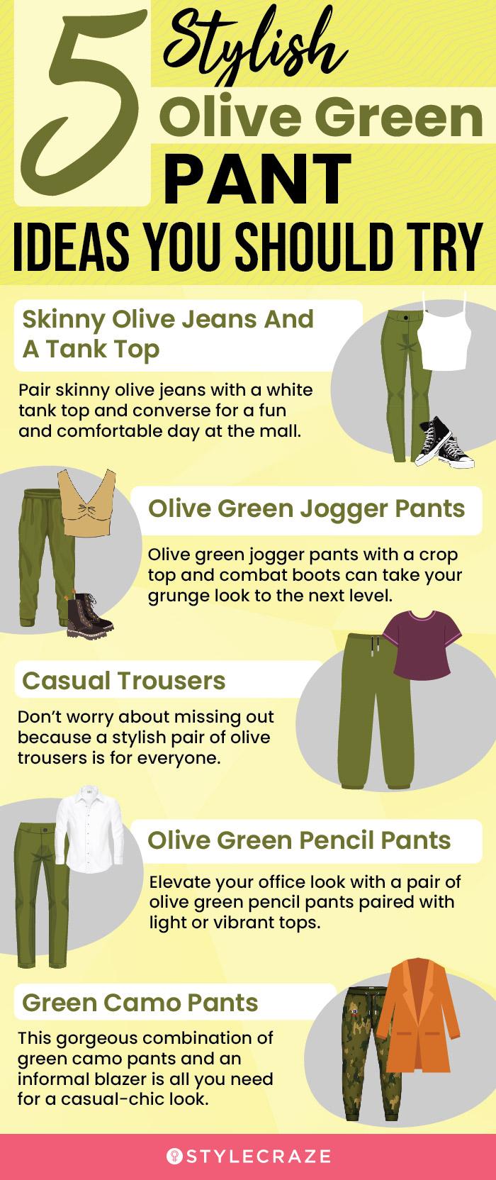 Olive green wide-leg pants | HOWTOWEAR Fashion