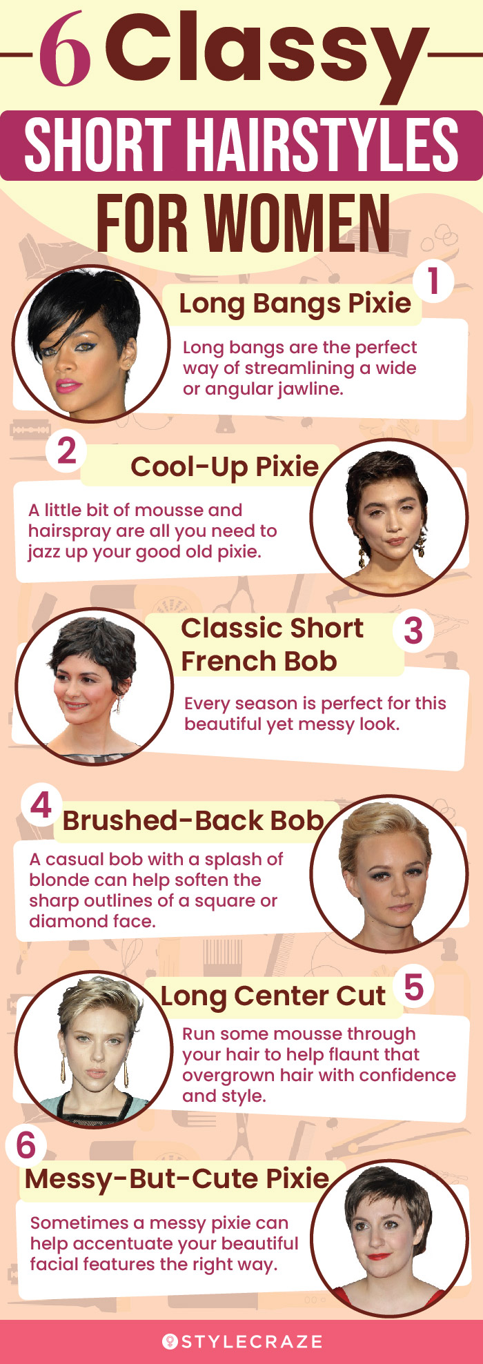 6 classy short hairstyles for women (infographic)