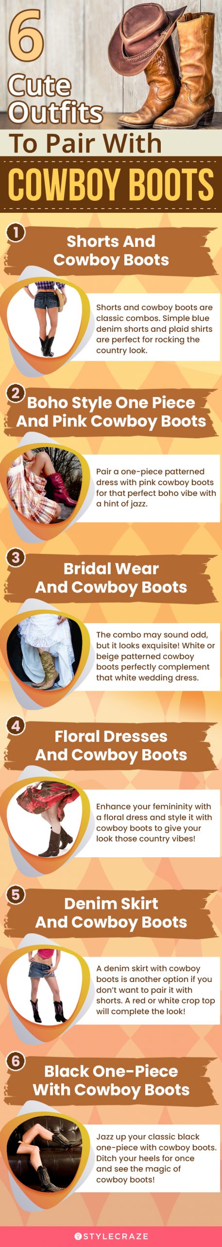 6 cute outfits to pair with cowboy boots (infographic)