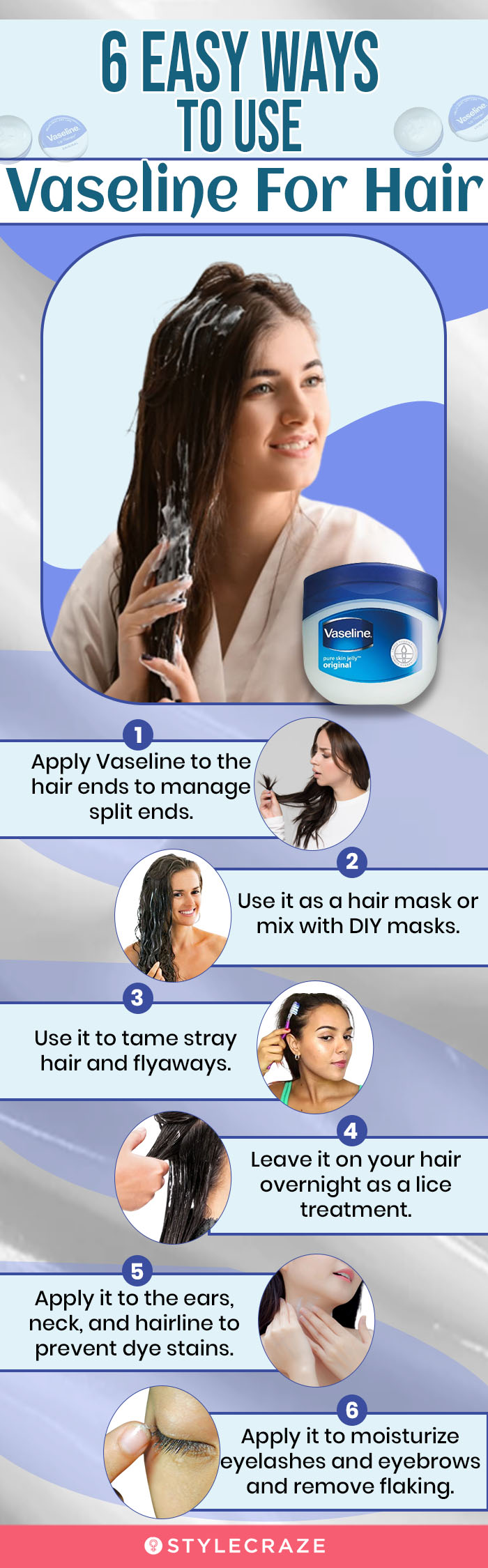 6 easy ways to use vaseline for hair (infographic)