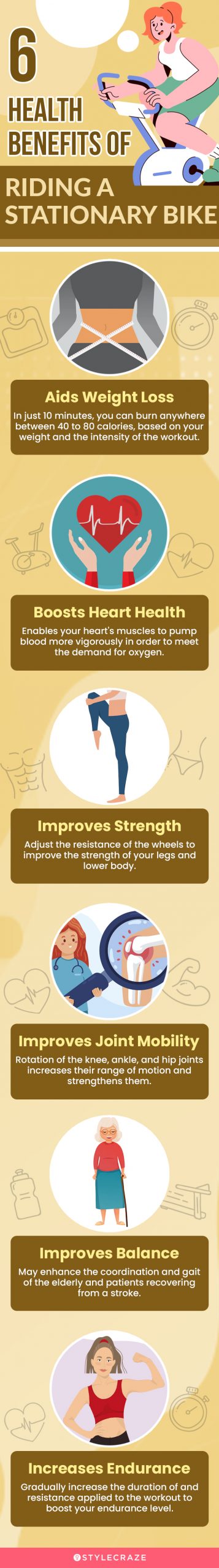 6 health benefits of riding a stationary bike (infographic)