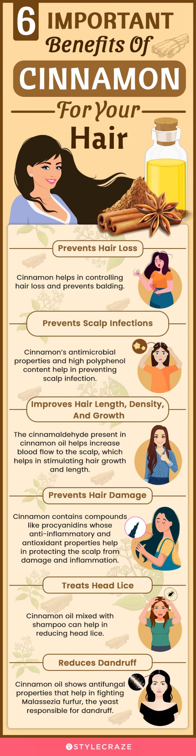 6 important benefits of cinnamon for your hair (infographic)