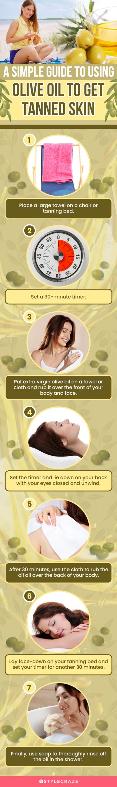 a simple guide to using olive oil to get tanned skin (infographic)