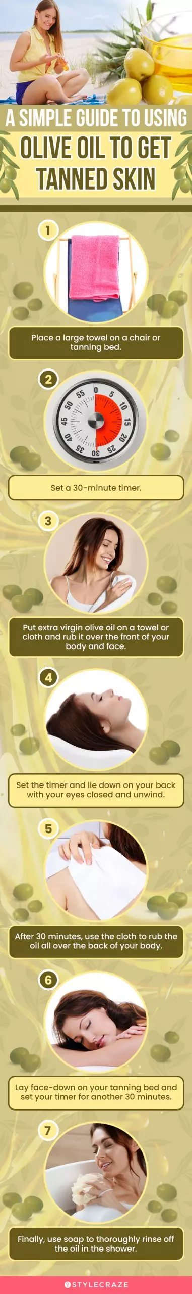 a simple guide to using olive oil to get tanned skin (infographic)