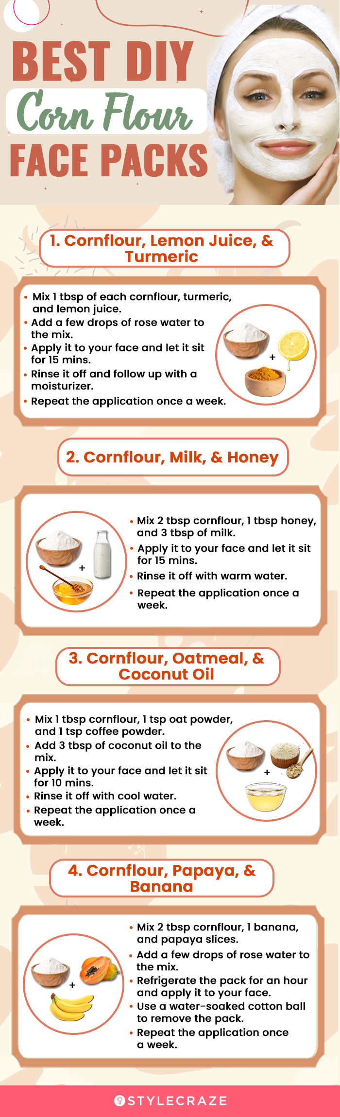 best diy corn flour face packs (infographic)