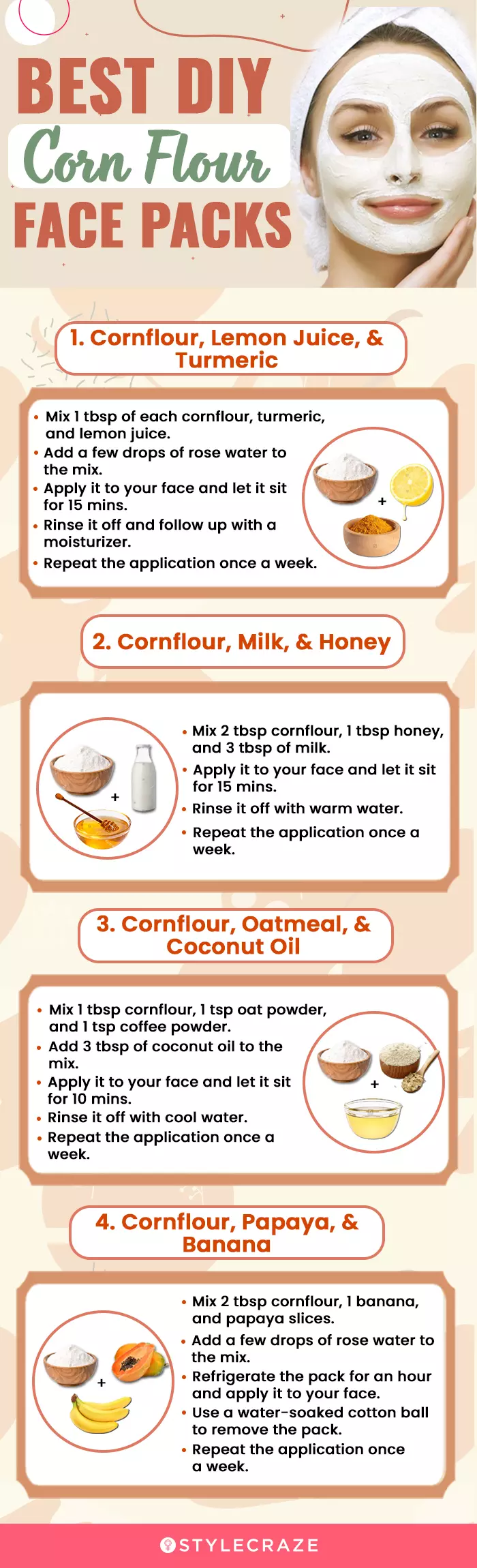 best diy corn flour face packs (infographic)