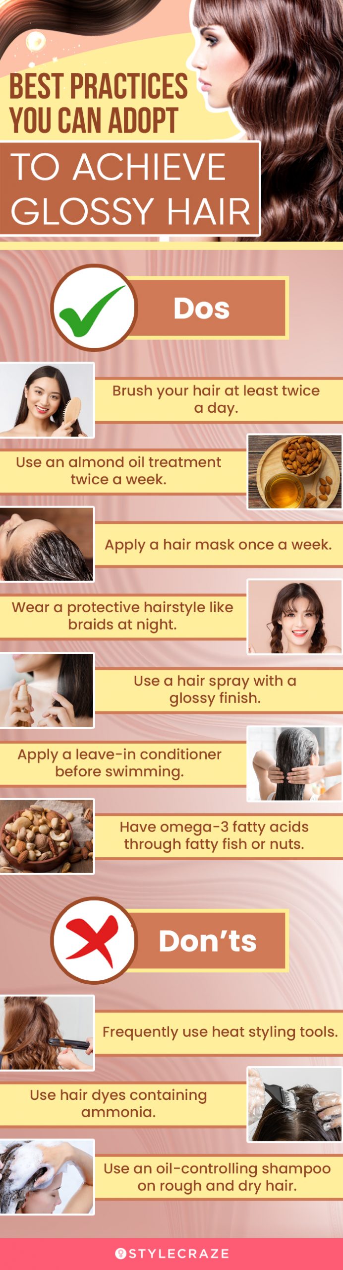 best practices you can adopt to achieve glossy hair (infographic)