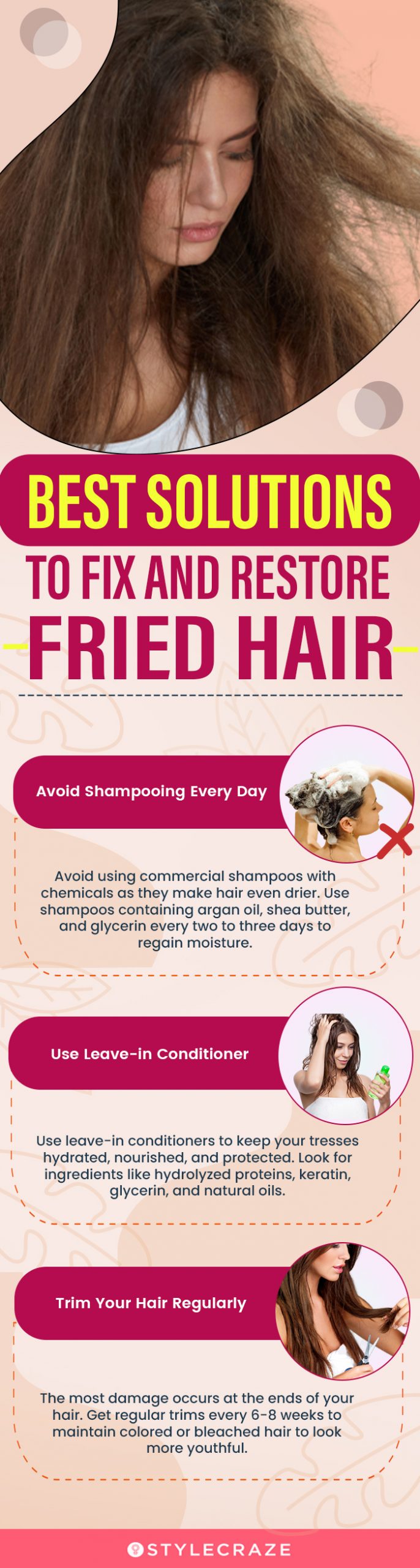 best solutions to fix and restore fried hair (infographic)