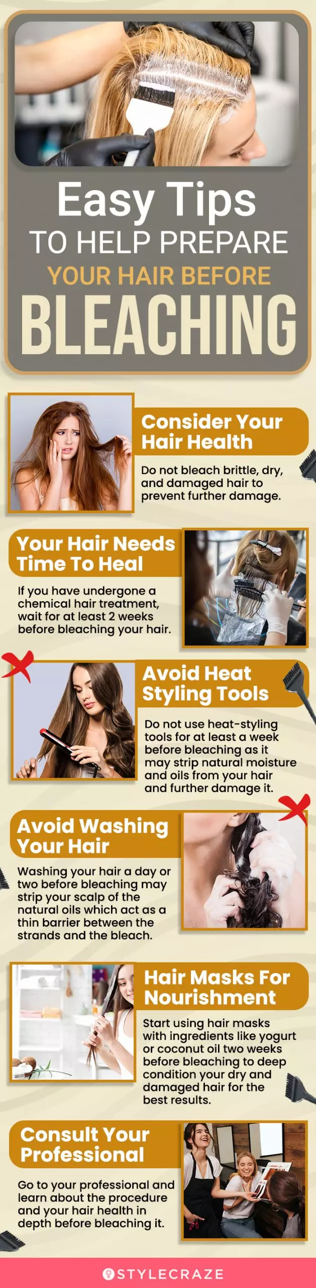 easy tips to help prepare your hair before bleaching (infographic)