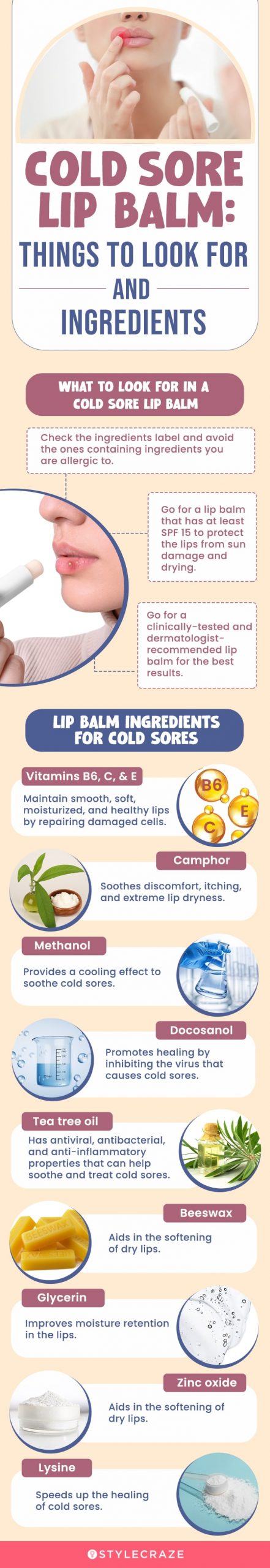 Cold Sore Lip Balm: Things to look for and Ingredients (infographic)