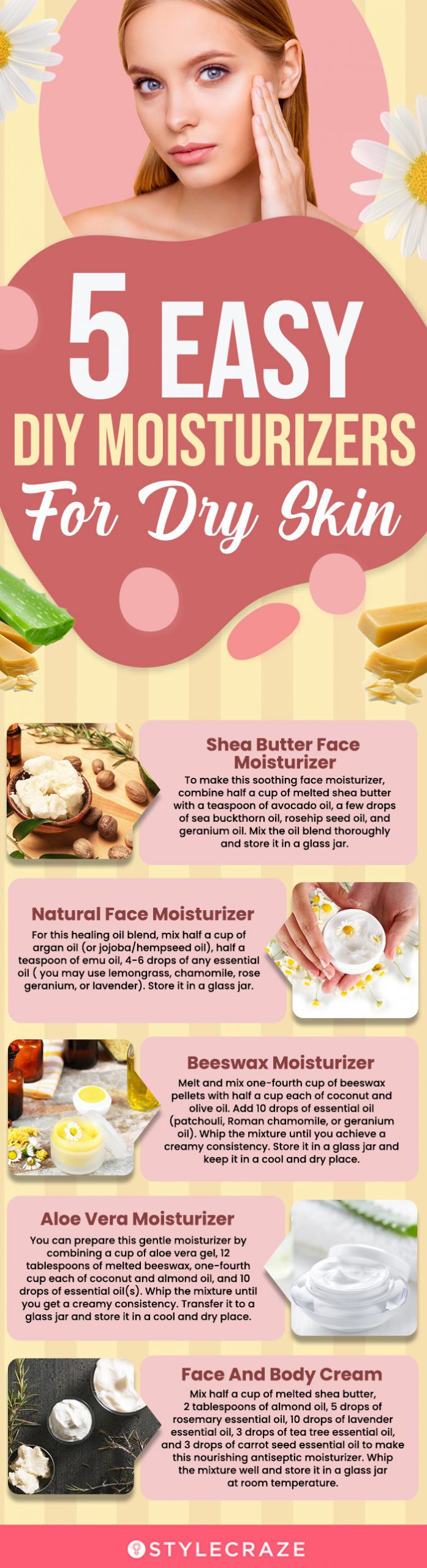 5 easy diy moisturizers for dry skin (infographic)