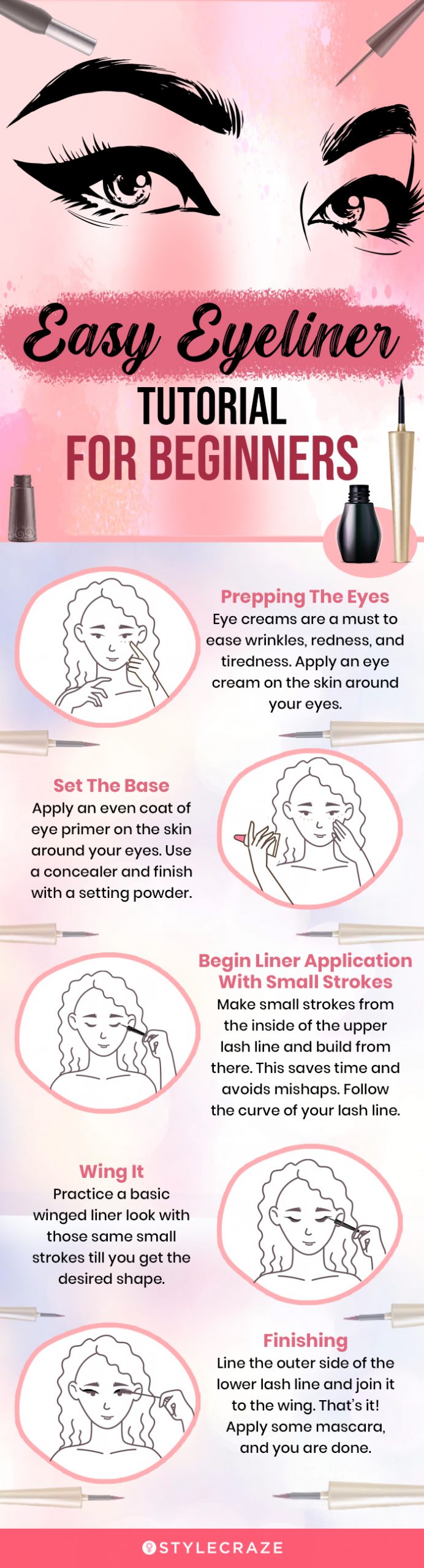 easy eyeliner tutorial for beginners (infographic)