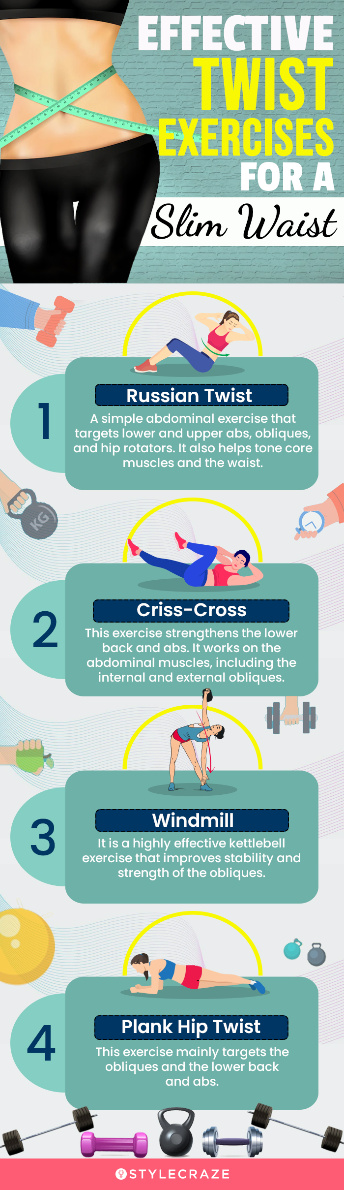 effective twist exercises for a slim waist (infographic)