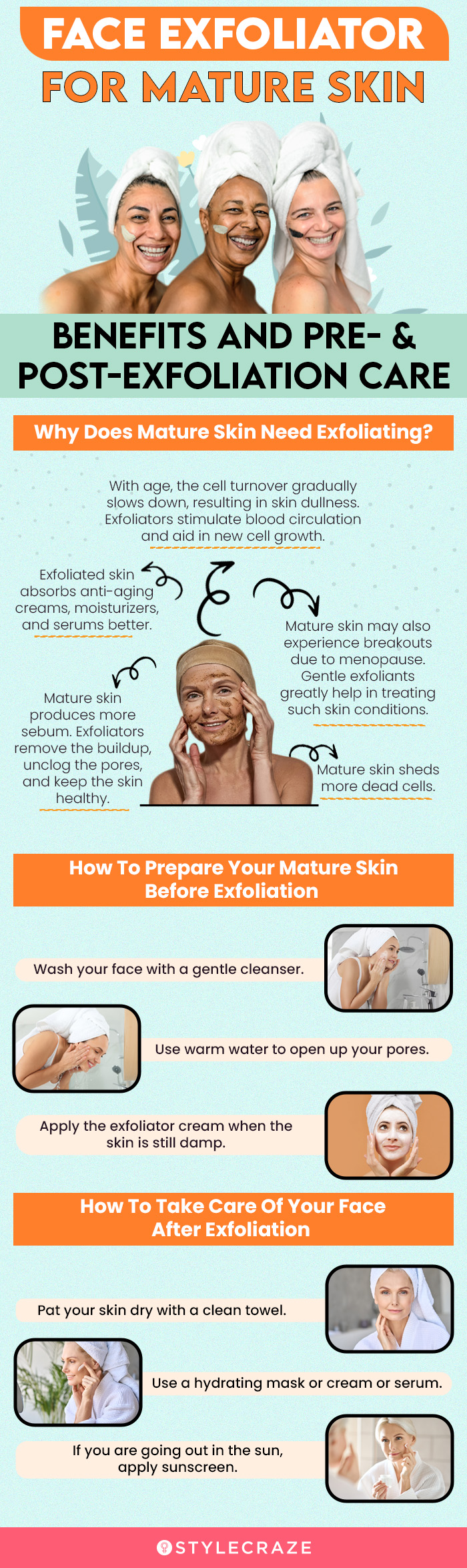 Face Exfoliator For Mature Skin: Benefits And Pre- & Post-Exfoliation Care [infographic]