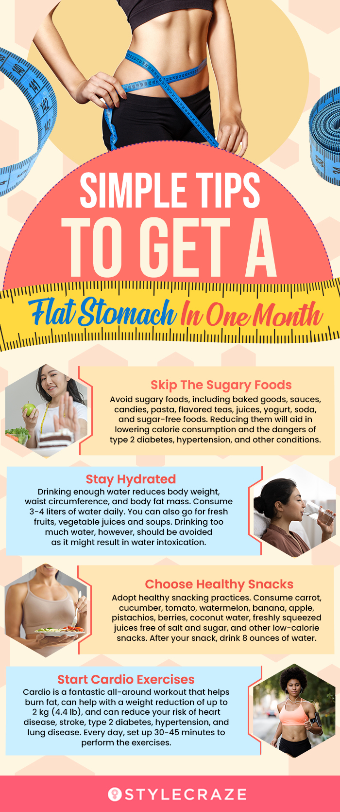 simple tips to get a flat stomach in one month (infographic)