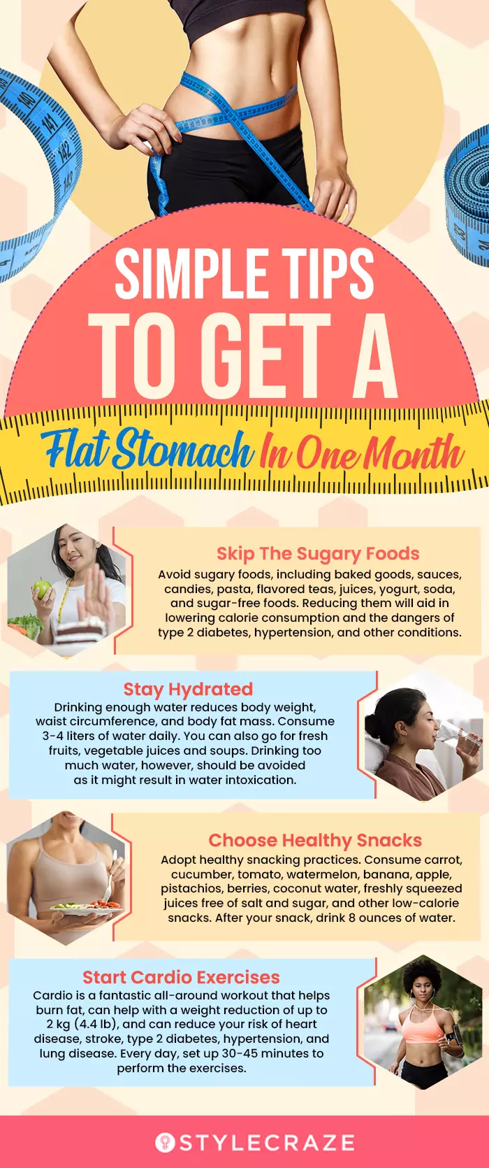 simple tips to get a flat stomach in one month (infographic)