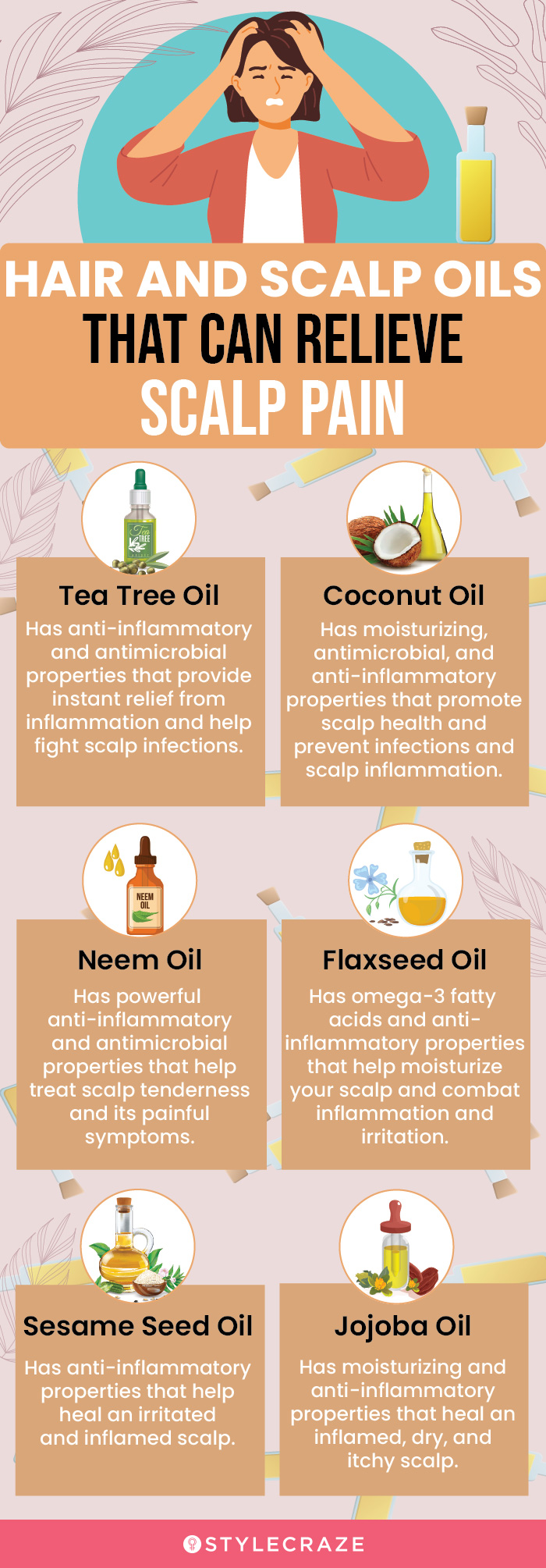 hair and scalp oils that can relieve scalp pain (infographic)