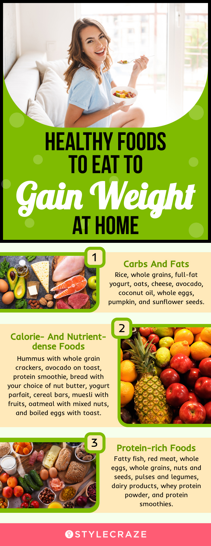 healthy foods to eat to gain weight at home (infographic)