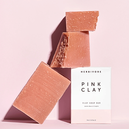 Herbivore Botanicals Pink Clay Soap. Cleansing Soap Bar for Face and Body with French Pink Clay
