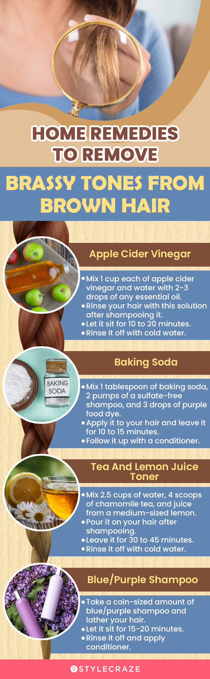 home remedies to remove brassy tones from brown hair (infographic)