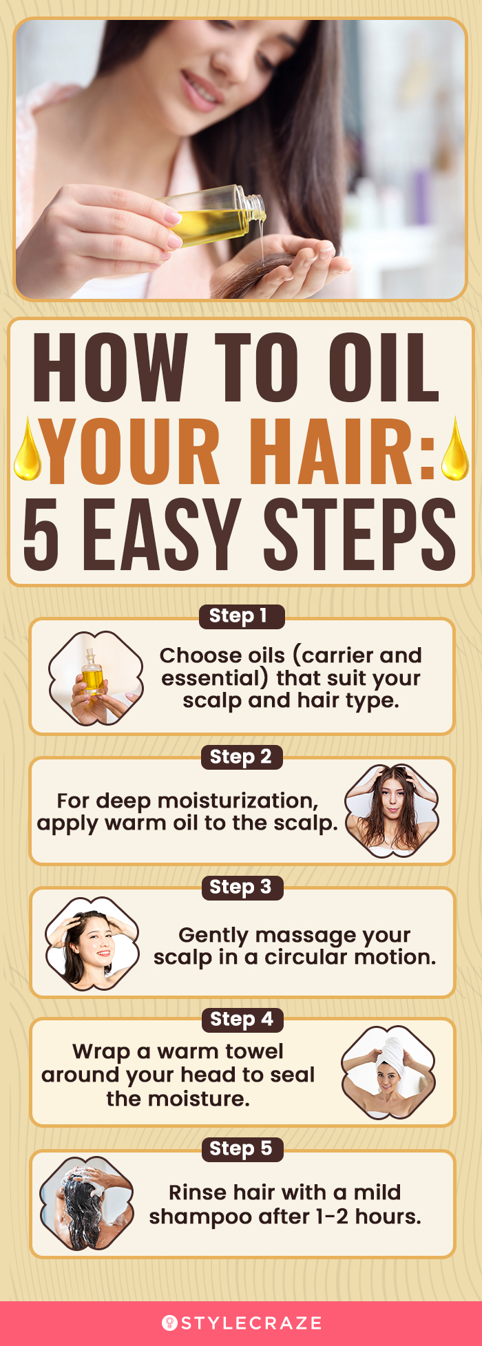 how to oil your hair 5 easy steps (infographic)