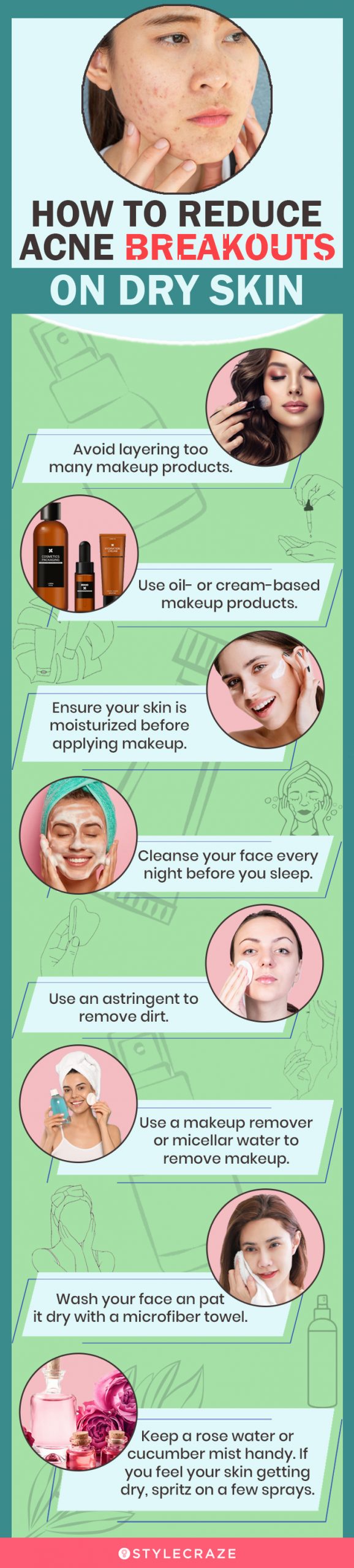 how to reduce dry skin acne breakouts (infographic)