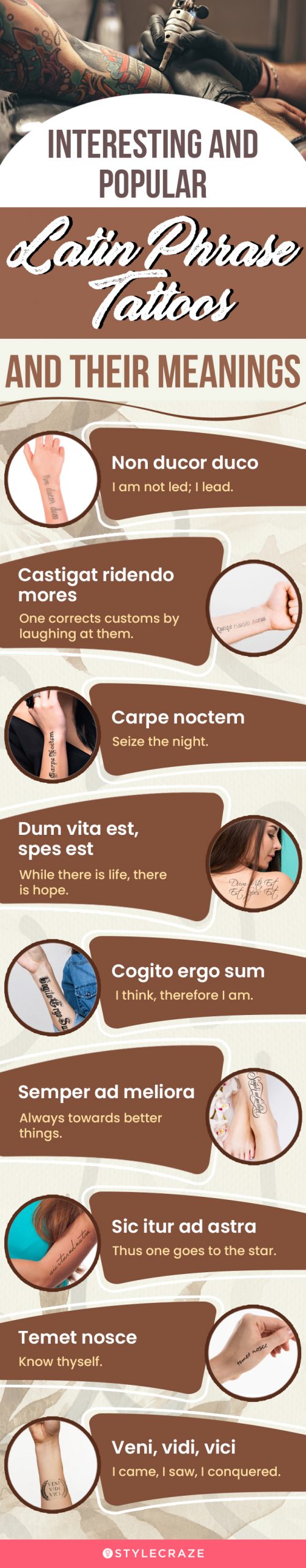 interesting and popular latin phrase tattoos and their meanings (infographic)