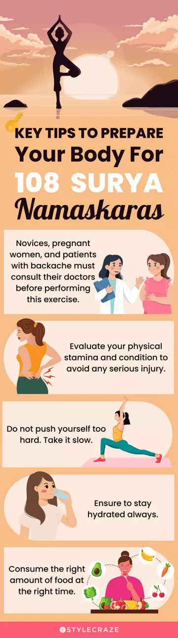 key tips to prepare your body to perform 108 surya namaskaras (infographic)