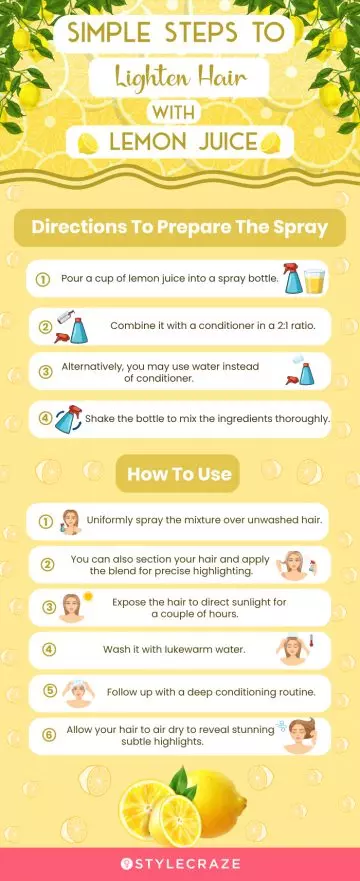 simple steps to lighter hair with lemon juice (infographic)