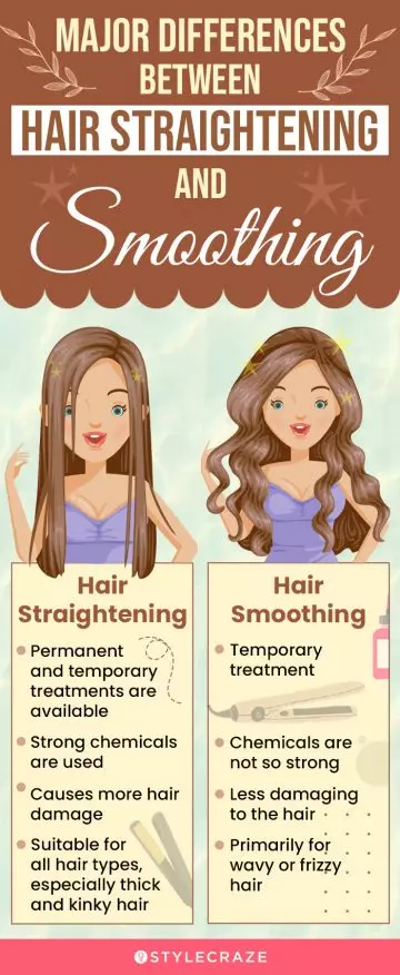 major differences between hair straightening and smoothing (infographic)