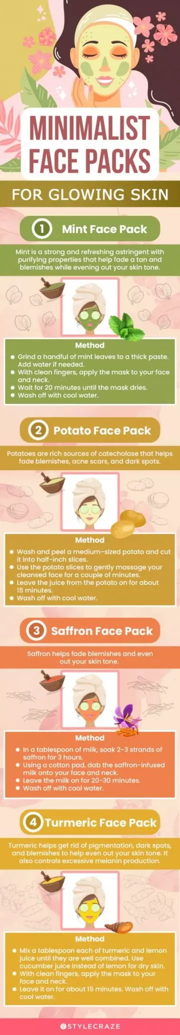 minimalist face packs for lightened skin (infographic)