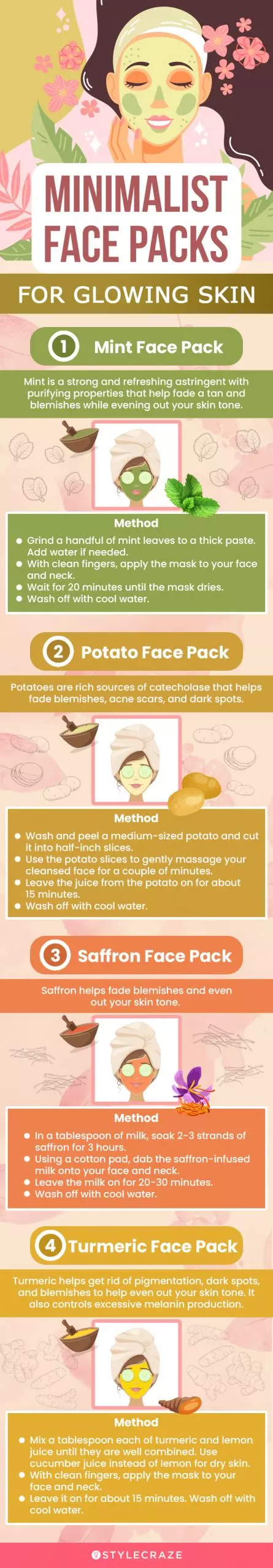 minimalist face packs for lightened skin (infographic)