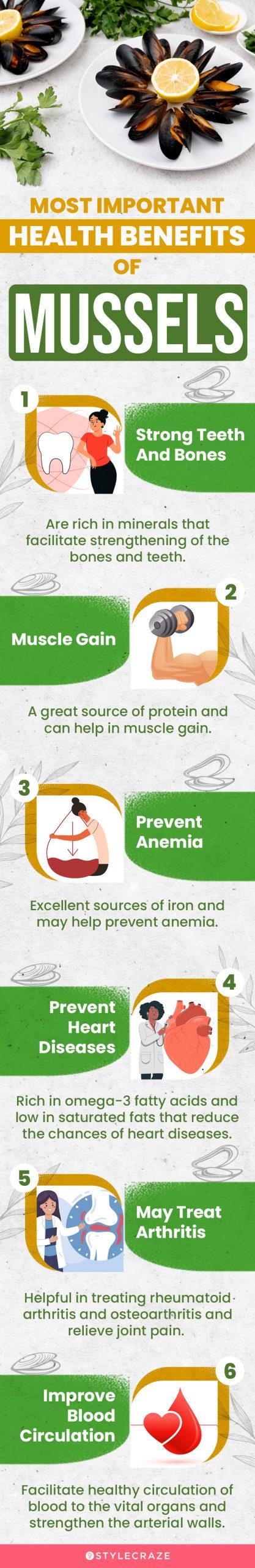 most important health benefits of mussels (infographic)