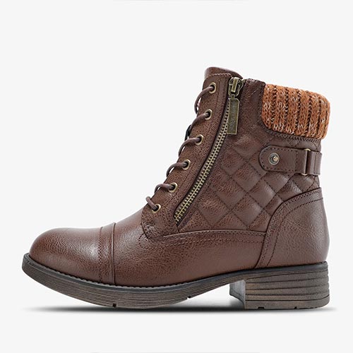 STQ Women's Combat Boots Lace up Ankle Booties 7 Brown