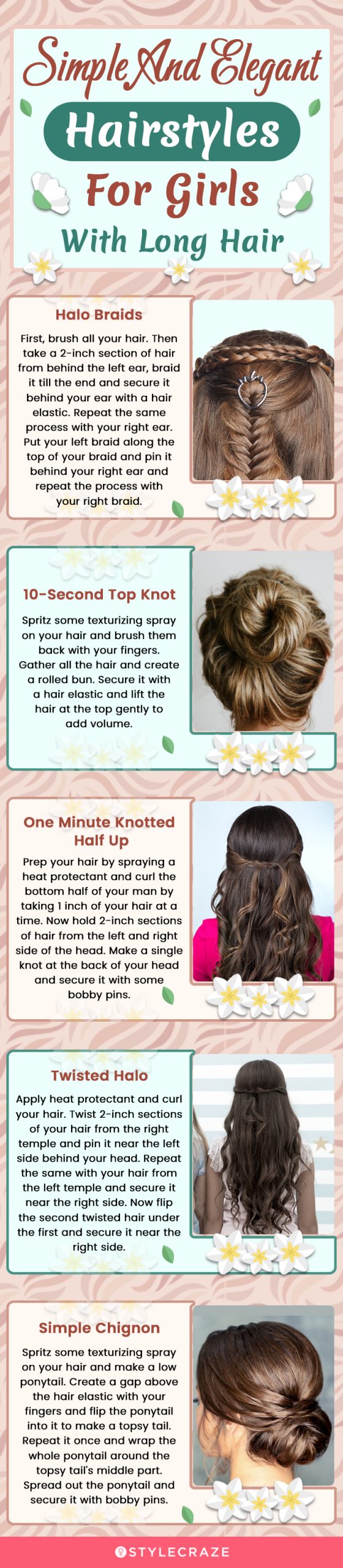 simple and elegant hairstyles for girls with long hair [infographic]