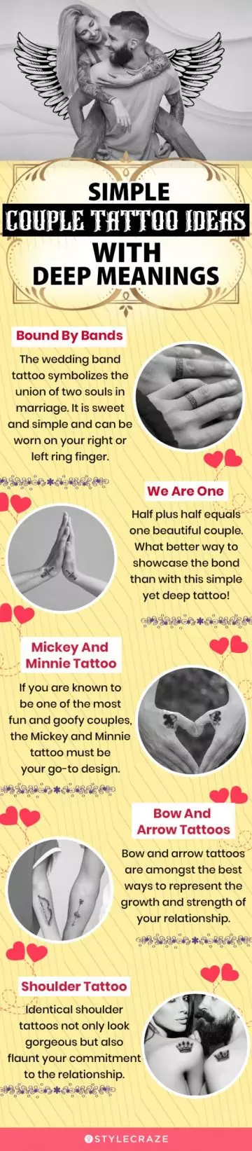 simple couple tattoo ideas with deep meanings (infographic)