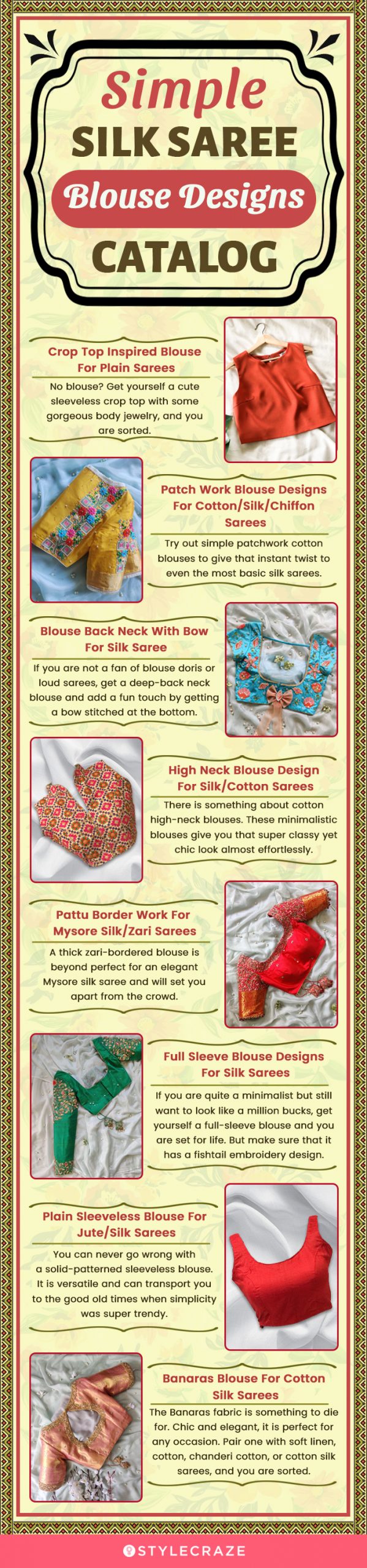 simple silk saree blouse designs catalog [infographic]