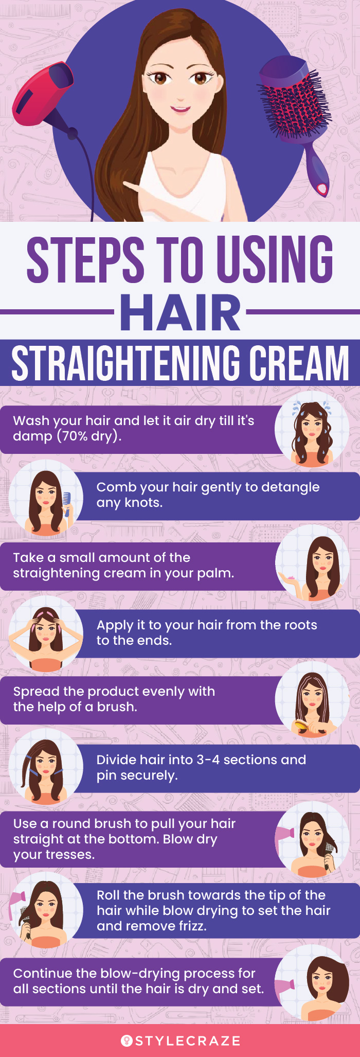 steps to using hair straightening cream (infographic)