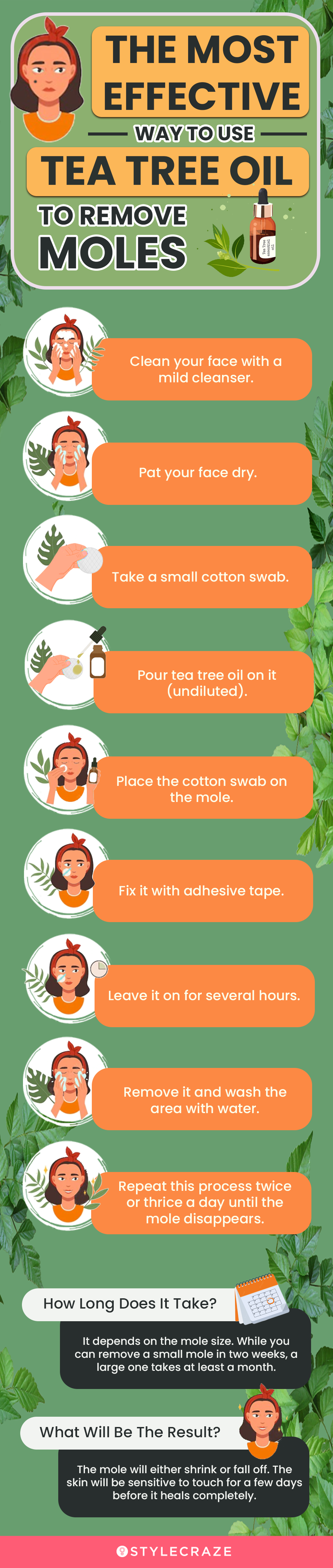 the most effective ways to use tea tree oil to remove moles (infographic)
