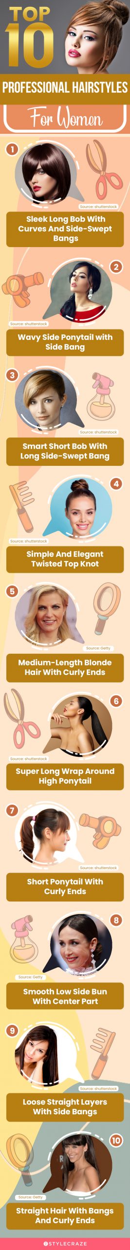 top 10 professional hairstyles for women (infographic)