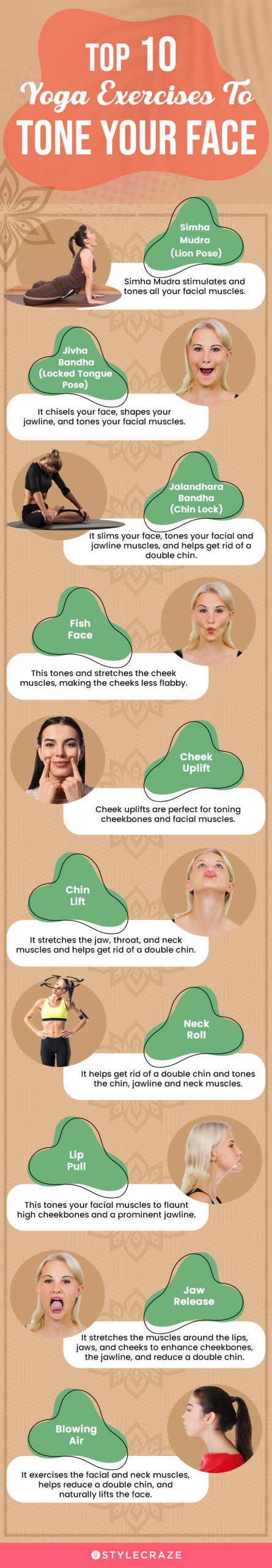 top 10 yoga exercises to tone your face (infographic)