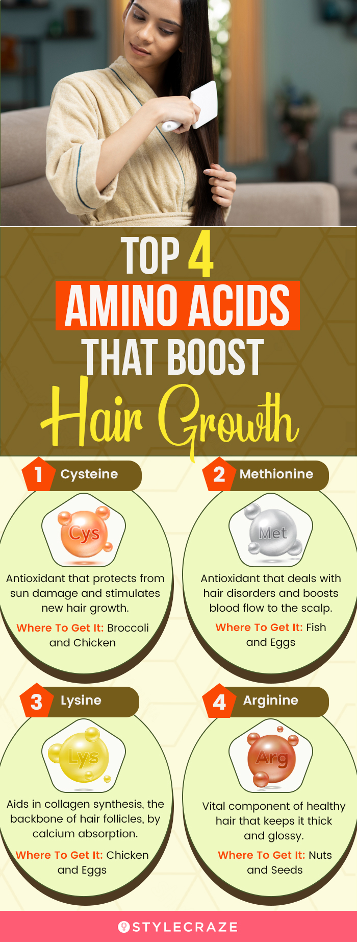 top 4 amino acids that boost hair growth (infographic)