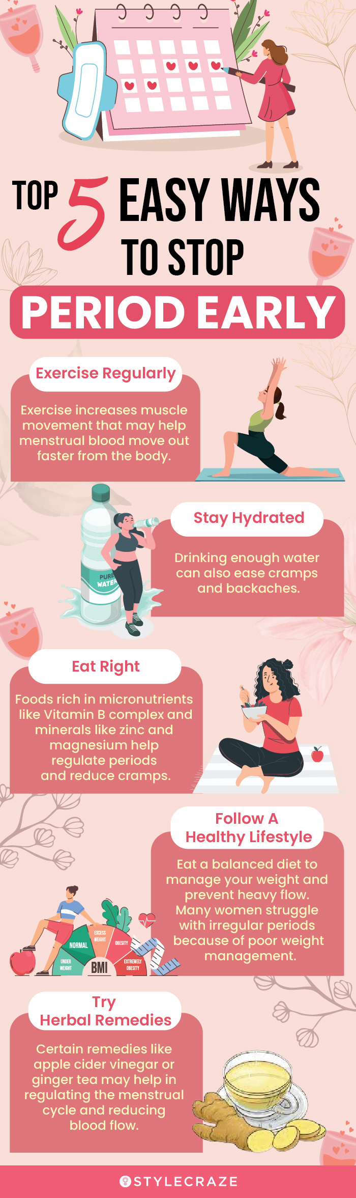 top 5 easy ways to stop period early (infographic)