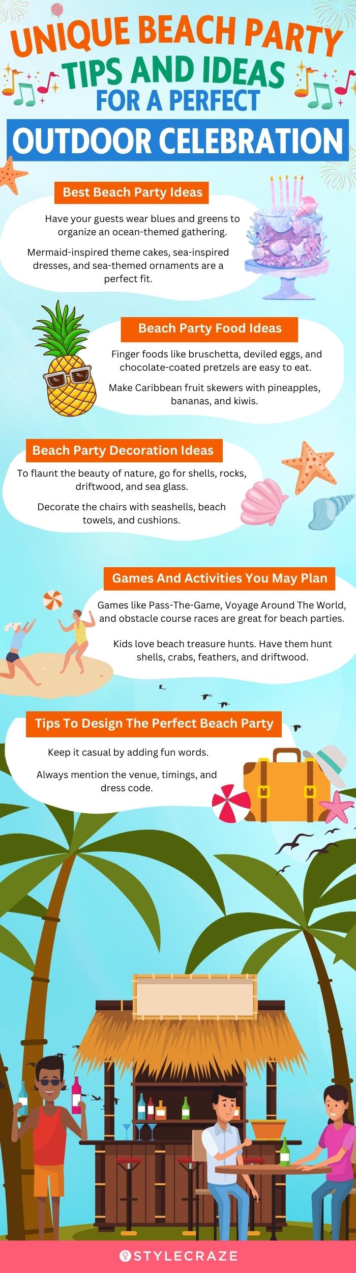 unique beach party tips and ideas for a perfect outdoor celebration (infographic)