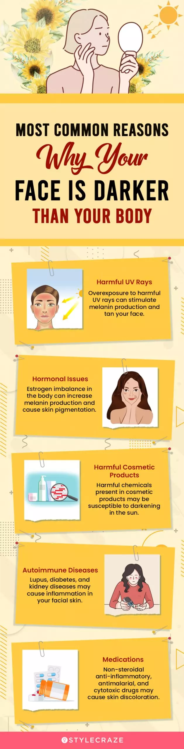 most common reasons why your face is darker than your body (infographic)